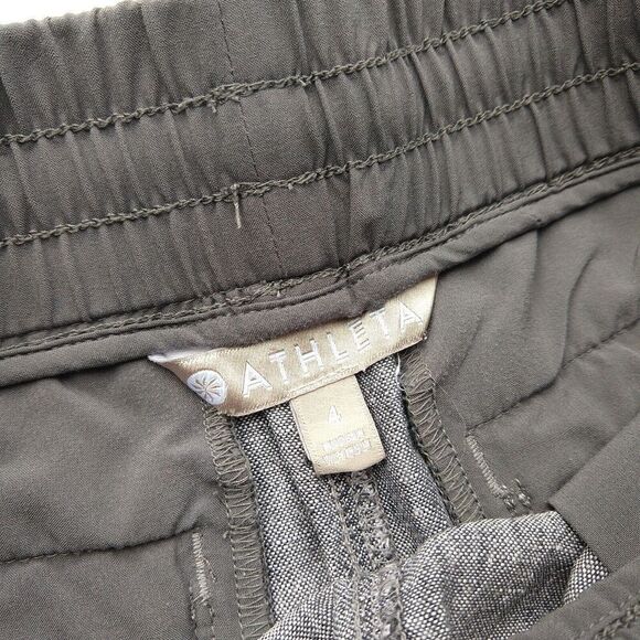 Athleta Bali & Beachside Cabo Linen Shorts Size 4 Gray Striped Lot of 2 Pockets - Picture 5 of 13